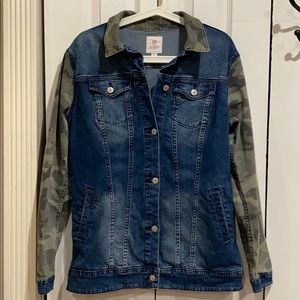 LuLaRoe Jaxon Camo Denim jacket